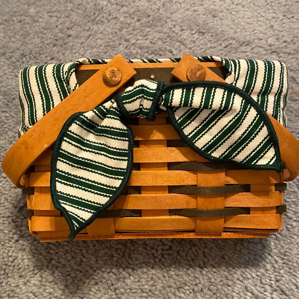 Longaberger green stripe with liner